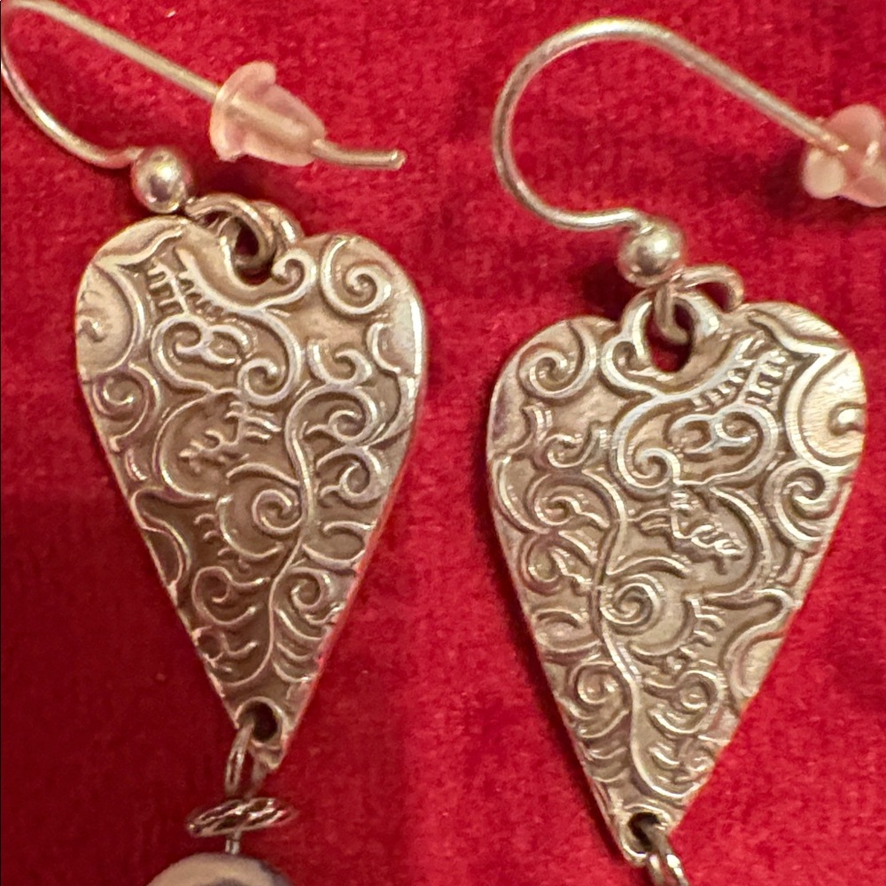 EUC Brighton Silver Heart Earrings with Blue Bead Accent Price now FIRM - Picture 3 of 7
